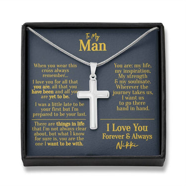 Personalized To My Man Cross Necklace - Love You This Much